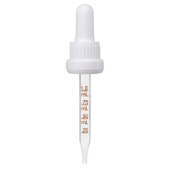 1 oz White Medical Grade Graduated Glass Dropper with Tamper Evident Seal (18-400)(Heavy Duty)