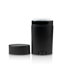75g Matte Black Plastic Oval Deodorant Stick with Flat Top Cap