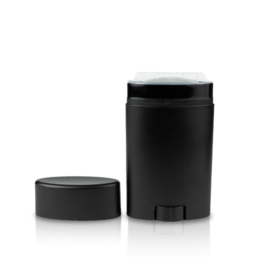 75g Matte Black Plastic Oval Deodorant Stick with Flat Top Cap