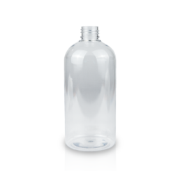 12 oz Clear PET Plastic Boston Round Bottle with 24-410 Neck