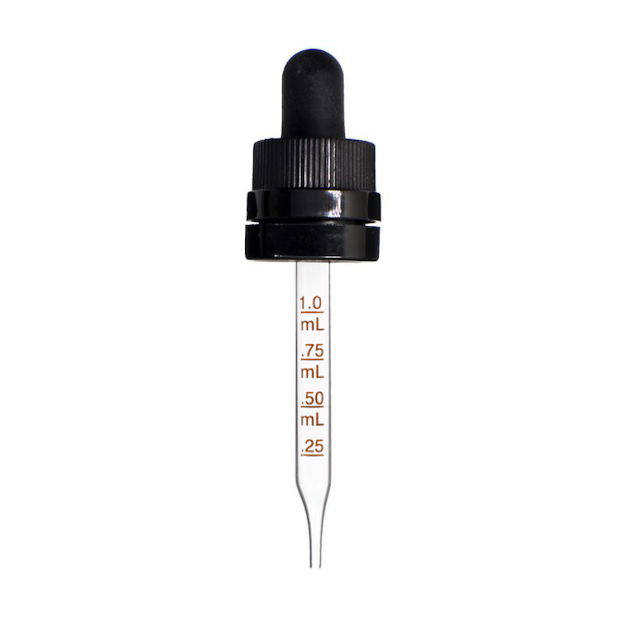 1-oz-black-child-resistant-with-tamper-evident-seal-medical-grade-graduated-glass-dropper-18-400 1 oz Black Child Resistant with Tamper Evident Seal Medical Grade Graduated Glass Dropper (18-400)