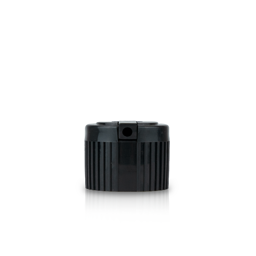 24-410-black-ribbed-skirt-spouted-dispensing-cap-closed 24-410 Black Ribbed Skirt Spouted Dispensing Cap Closed