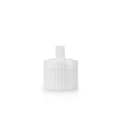 20-410 White Ribbed Skirt Spouted Dispensing Cap Open