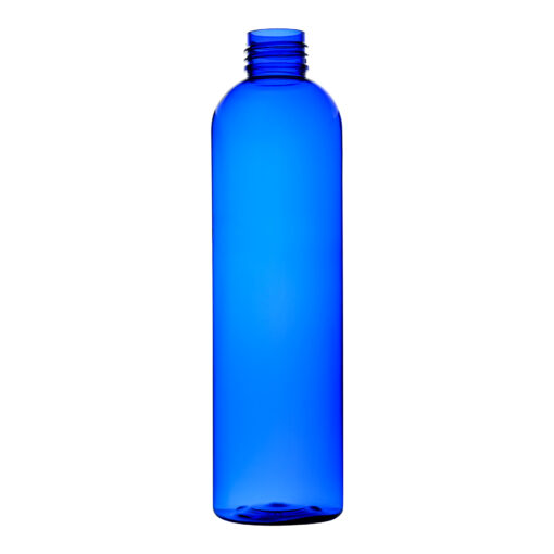 8 oz Cobalt Blue PET Cosmo Round Bottle 24-410 Neck Finish