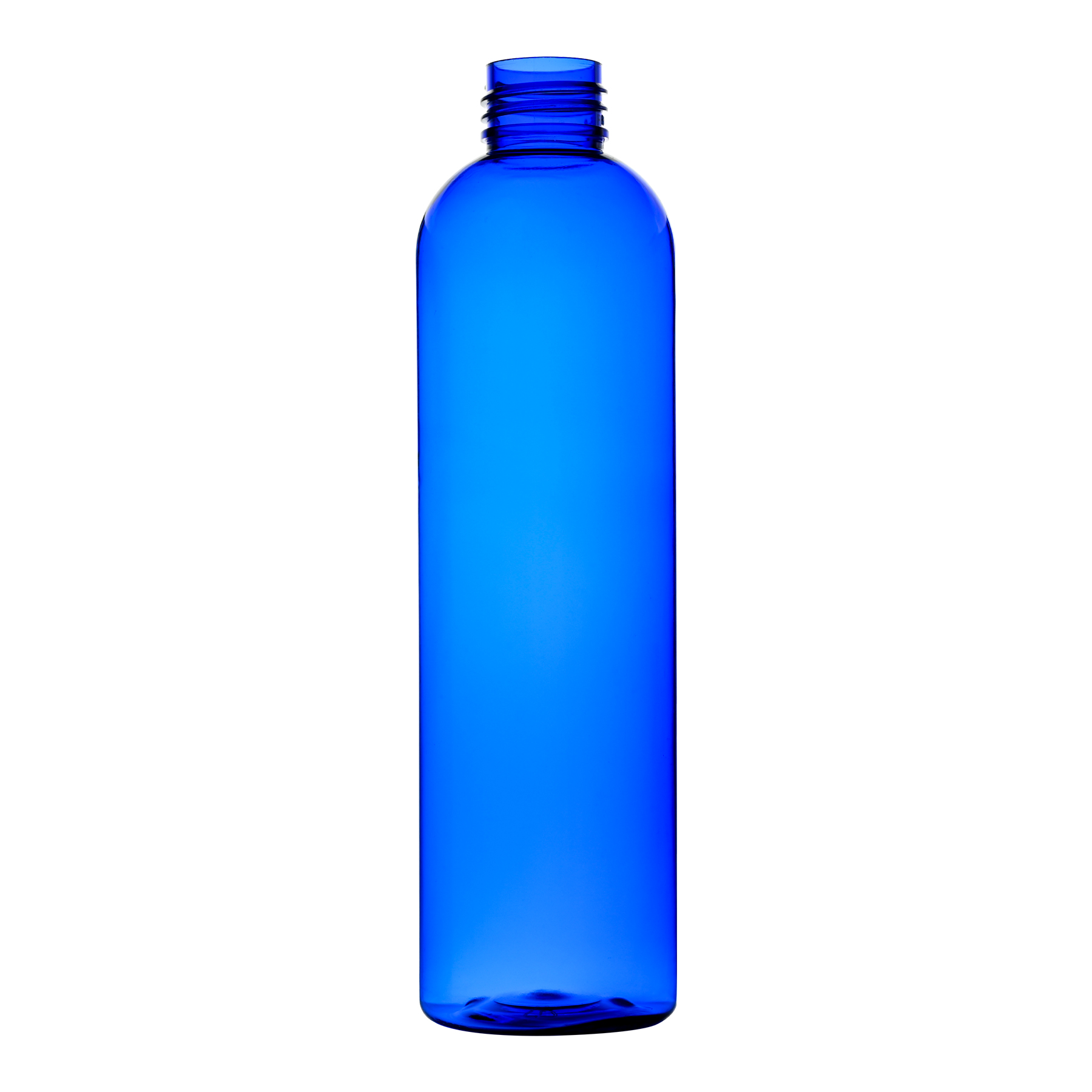 8 oz Cobalt Blue PET Cosmo Round Bottle 24-410 Neck Finish