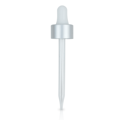 20-400 Matte Silver And Shiny White Glass Dropper (91mm)