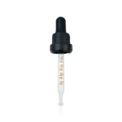 1 oz Black Graduated Medical Grade Glass Dropper with Tamper Evident Seal and Long Bulb (18-400)(Heavy Duty)
