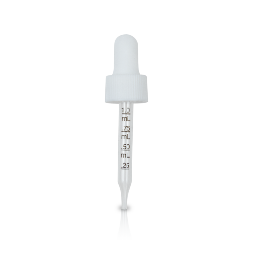 0.5 oz White Graduated Glass Dropper (18-400) (Ribbed)