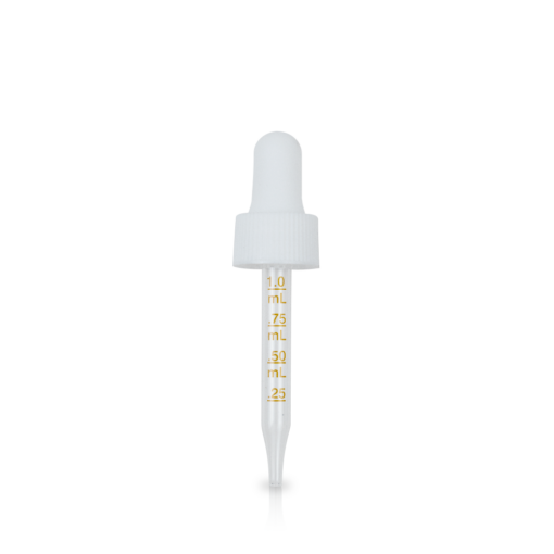 0.5 oz White Medical Grade Graduated Glass Dropper (18-400) (Ribbed)