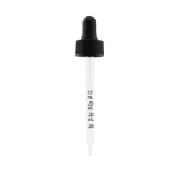 20-400 Black PP Plastic Ribbed Skirt Dropper with 91mm Straight Graduated Glass Pipette x1400