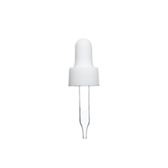 18-400 White Glass Dropper (48mm) (Ribbed)