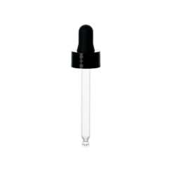 20-400 Black PP Plastic Smooth Skirt Dropper with 76 mm Round Tip Glass Pipette