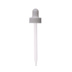 24-400 White PP Plastic Ribbed Skirt Dropper with 109 mm Straight Glass Pipette