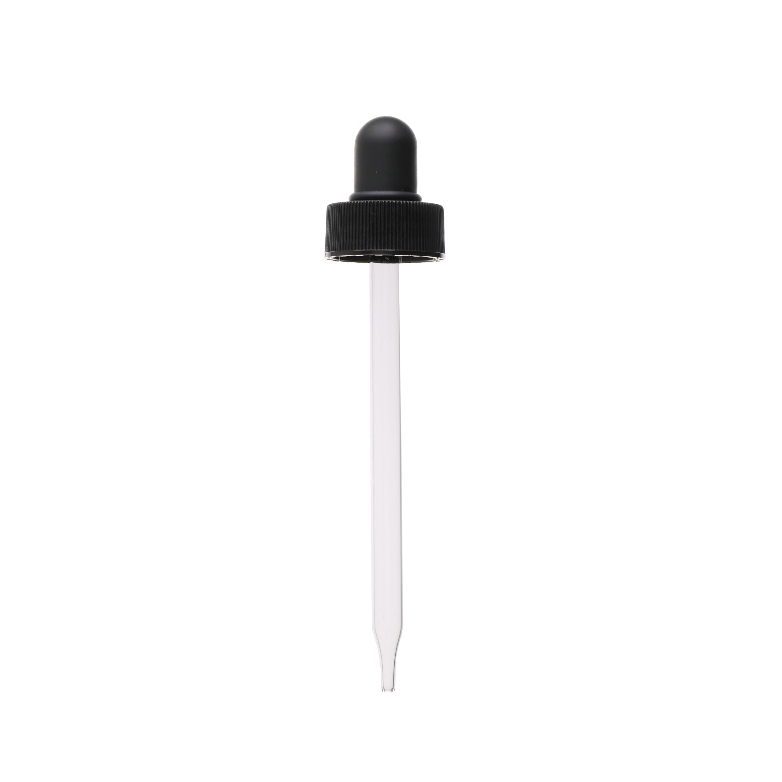 GB082410903NRB 24-400 Black PP Plastic Ribbed Skirt Dropper NRB with 109 mm Straight Glass Pipette