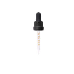 18-415 Black PP Plastic Heavy Duty Tamper Evident Ribbed Skirt Dropper with 77mm Straight Medical Graduated Glass Pipette