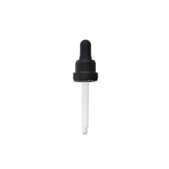 18-415 Black PP Plastic Heavy Duty Tamper Evident Ribbed Skirt Dropper with 77mm Bulb Tip Glass Pipette