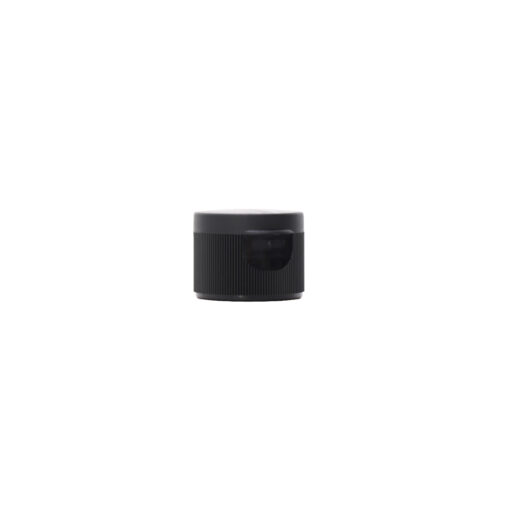 Closed 24-410 Black PP Plastic Ribbed Flip Top Cap