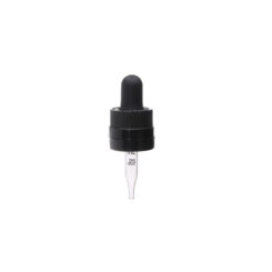 18-415 Black PP Plastic CRC and Tamper Evident Dropper with 48mm Straight Graduated Glass Pipette