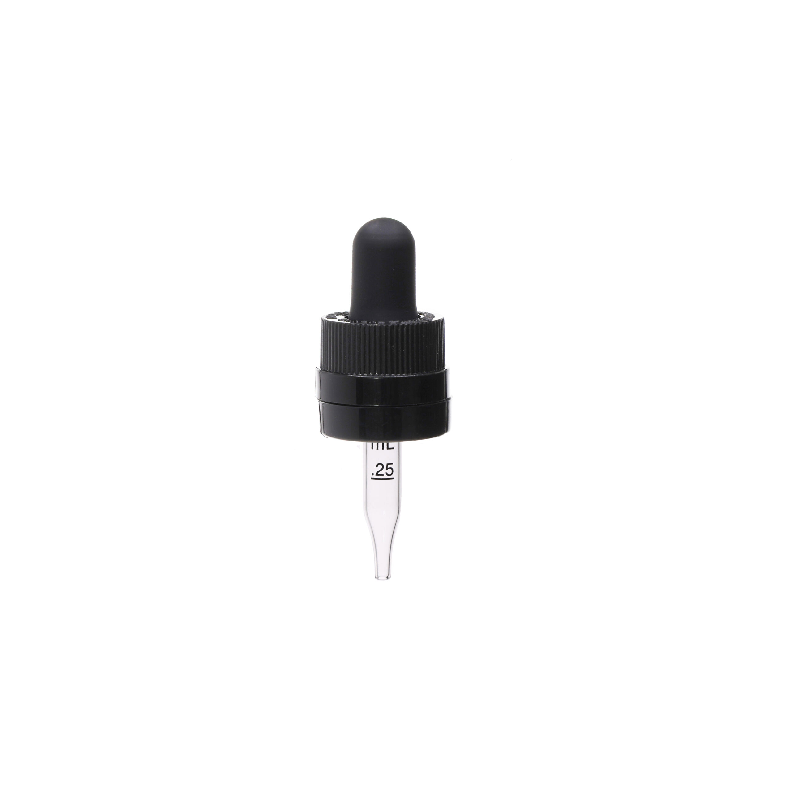GB27A184803P 18-415 Black PP Plastic CRC and Tamper Evident Dropper with 48mm Straight Graduated Glass Pipette