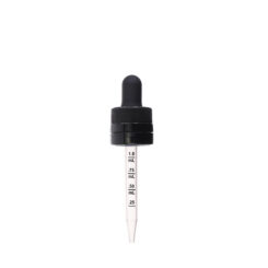 18-415 Black PP Plastic CRC and Tamper Evident Dropper with 77mm Straight Black Ink Embossed Plastic Pipette