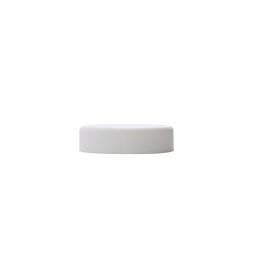 50-400 Ribbed White PP Plastic Round Edge Side Text Child Resistant Screw Top Cap with Universal PE Liner side view