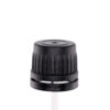 18-400 Black 53mm Phenolic Brush Cap with PE Liner - close up of skirt