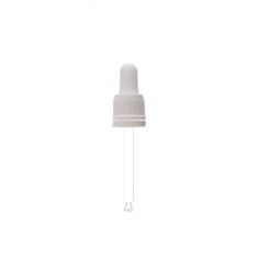 18-415 White PP Plastic Tamper Evident Ribbed Skirt Dropper with 77mm Bulb Tip Glass Pipette