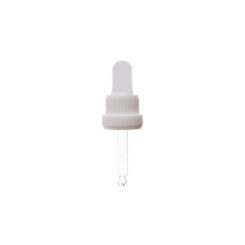 18-415 White PP Plastic Heavy Duty Tamper Evident Ribbed Skirt Dropper with 58mm Bulb Tip Glass Pipette