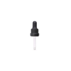 18-415 Black PP Plastic Heavy Duty Tamper Evident Ribbed Skirt Dropper with 58mm Bulb Tip Glass Pipette