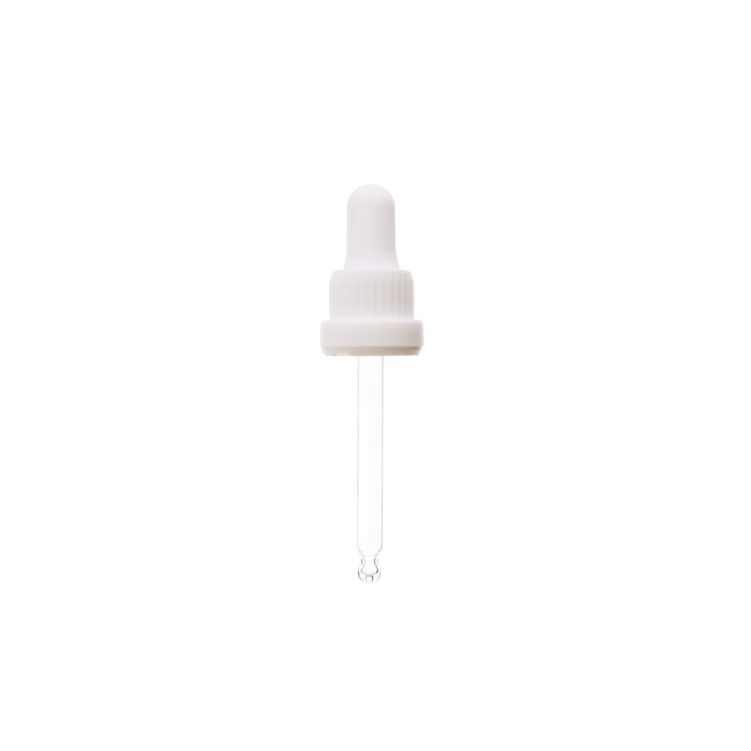 GB06D1877B02 18-415 White PP Plastic Heavy Duty Tamper Evident Ribbed Skirt Dropper with 77mm Bulb Tip Glass Pipette