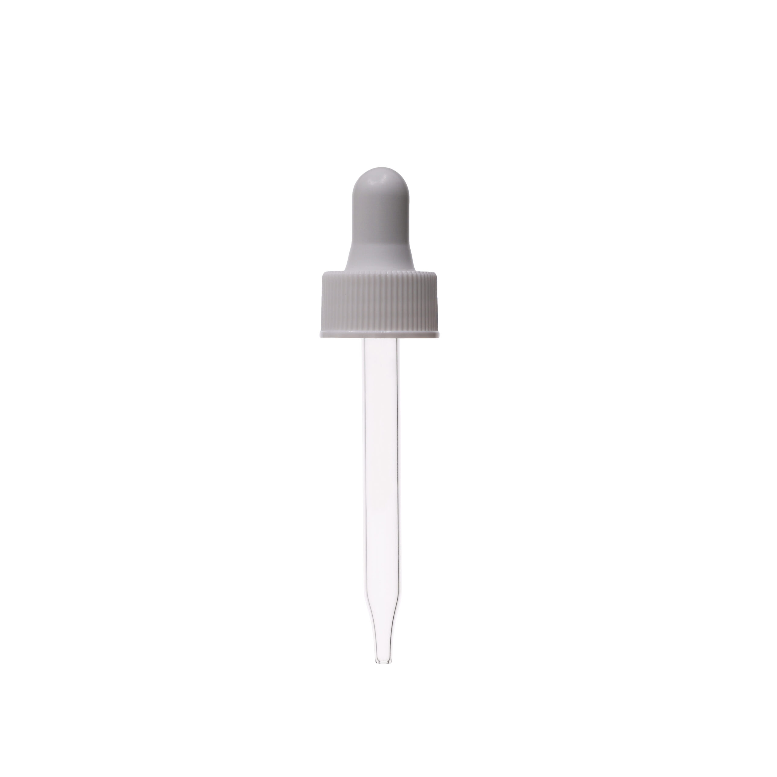 GB08207602NRB 20-400 White PP Plastic Ribbed Skirt Dropper NRB with 76mm Straight Glass Pipette