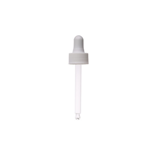 20-400 White PP Plastic Ribbed Skirt Dropper NRB with 76mm Round Glass Pipette