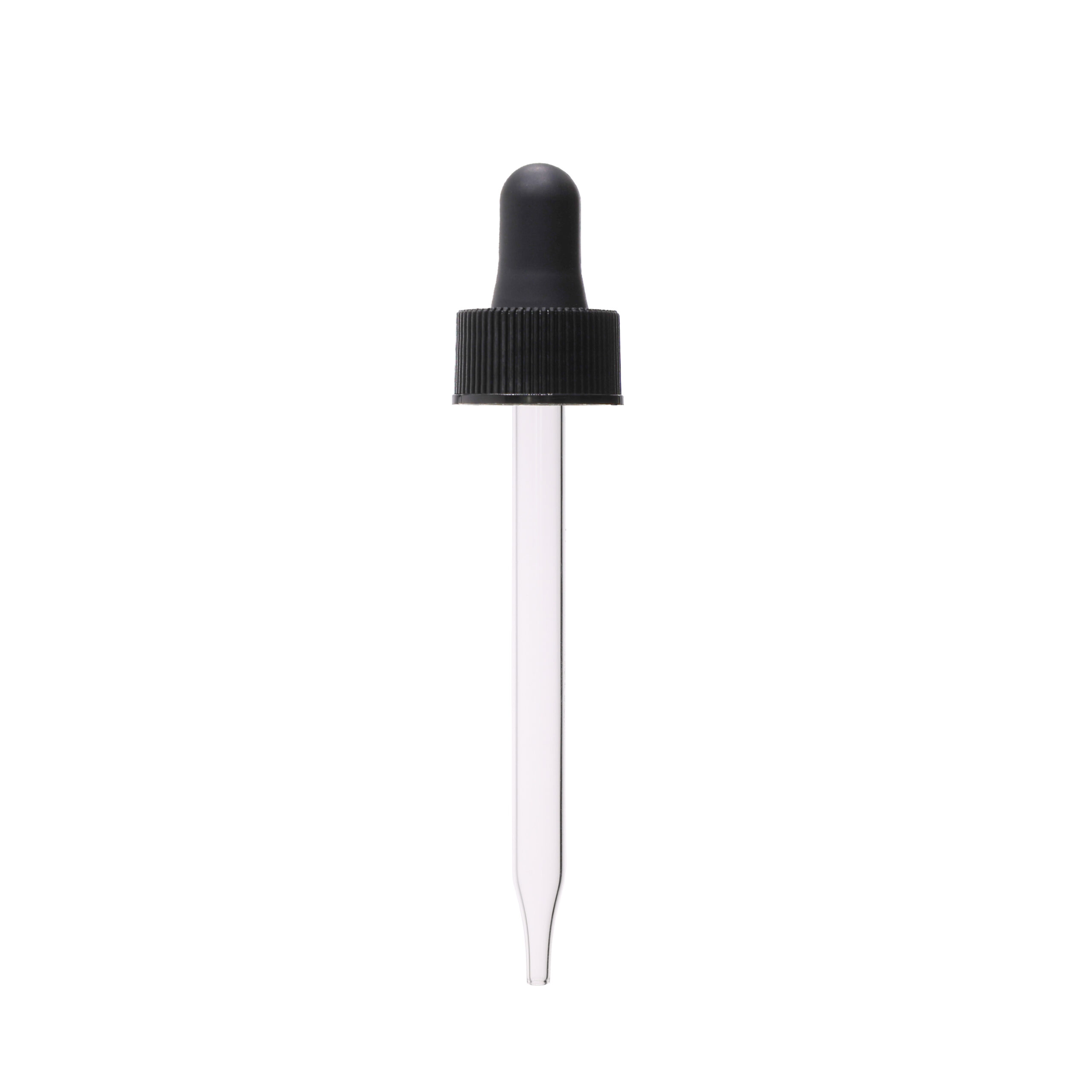 GB08209103NRB 20-400 Black PP Plastic Ribbed Skirt Dropper NRB with 91mm Straight Glass Pipette