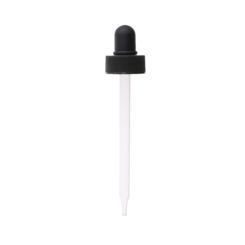 24-400 Black PP Plastic Ribbed Skirt Dropper with 109mm Straight Glass Pipette