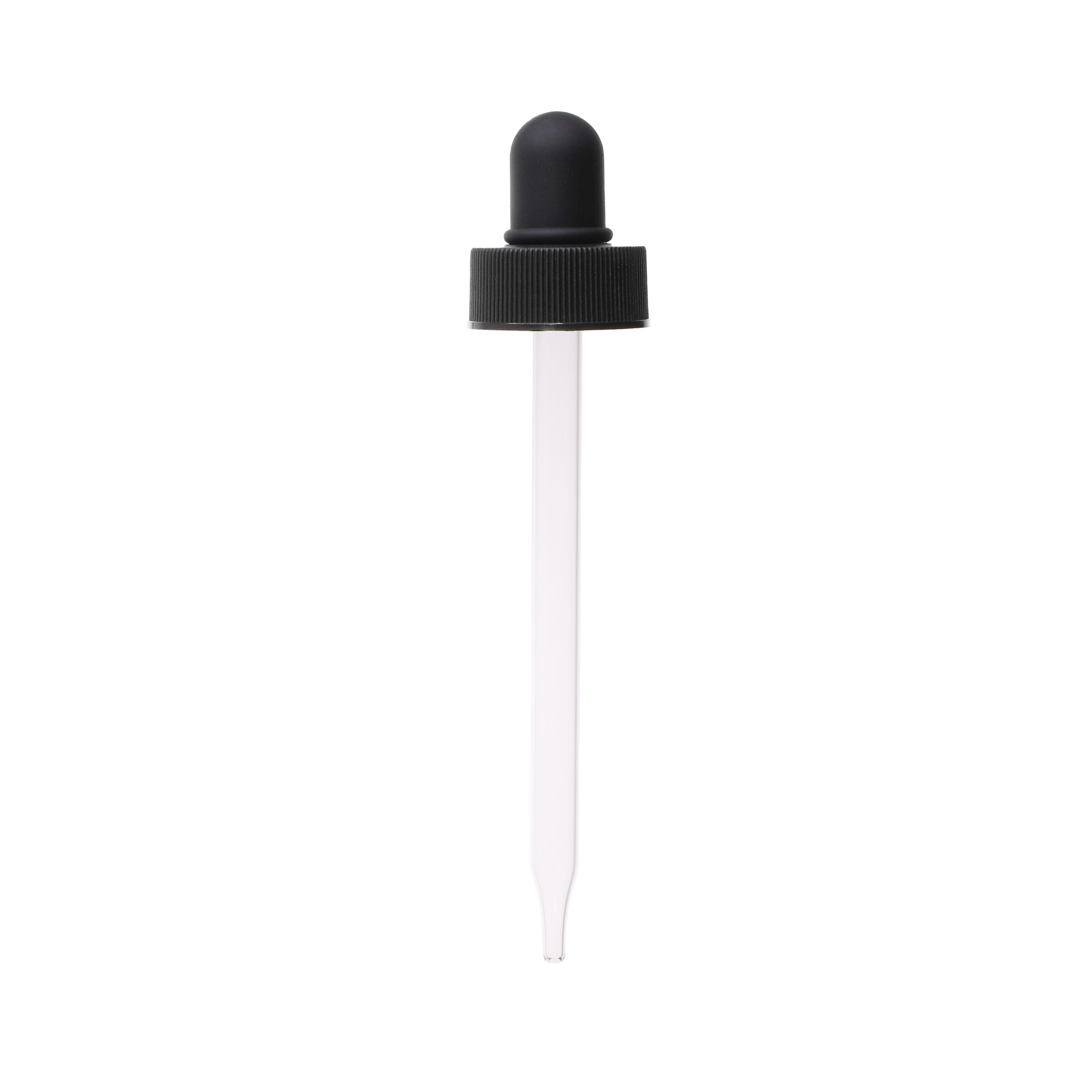 GB082410903 24-400 Black PP Plastic Ribbed Skirt Dropper with 109mm Straight Glass Pipette