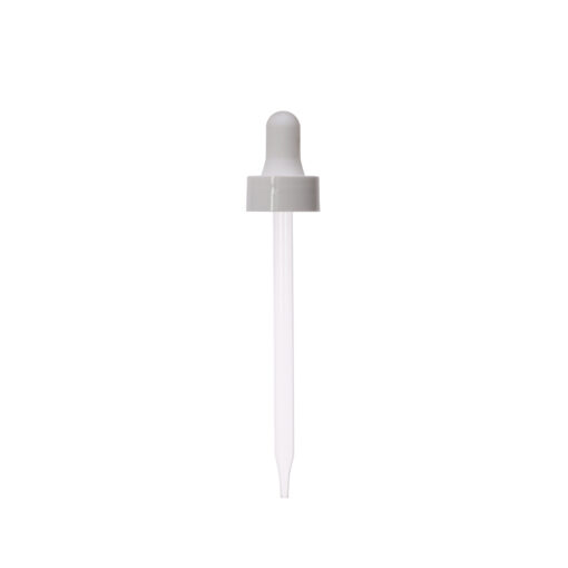 22-400 White PP Plastic Smooth Skirt Dropper with 110mm Straight Glass Pipette