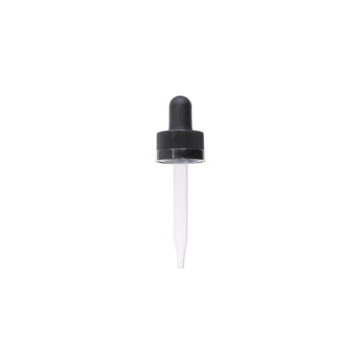 18-400 Black PP Plastic Child Resistant Dropper with 66mm Straight Glass Pipette