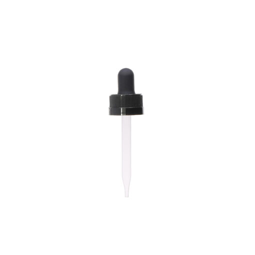 18-400 Black PP Plastic Child Resistant Dropper with 71 mm Straight Glass Pipette