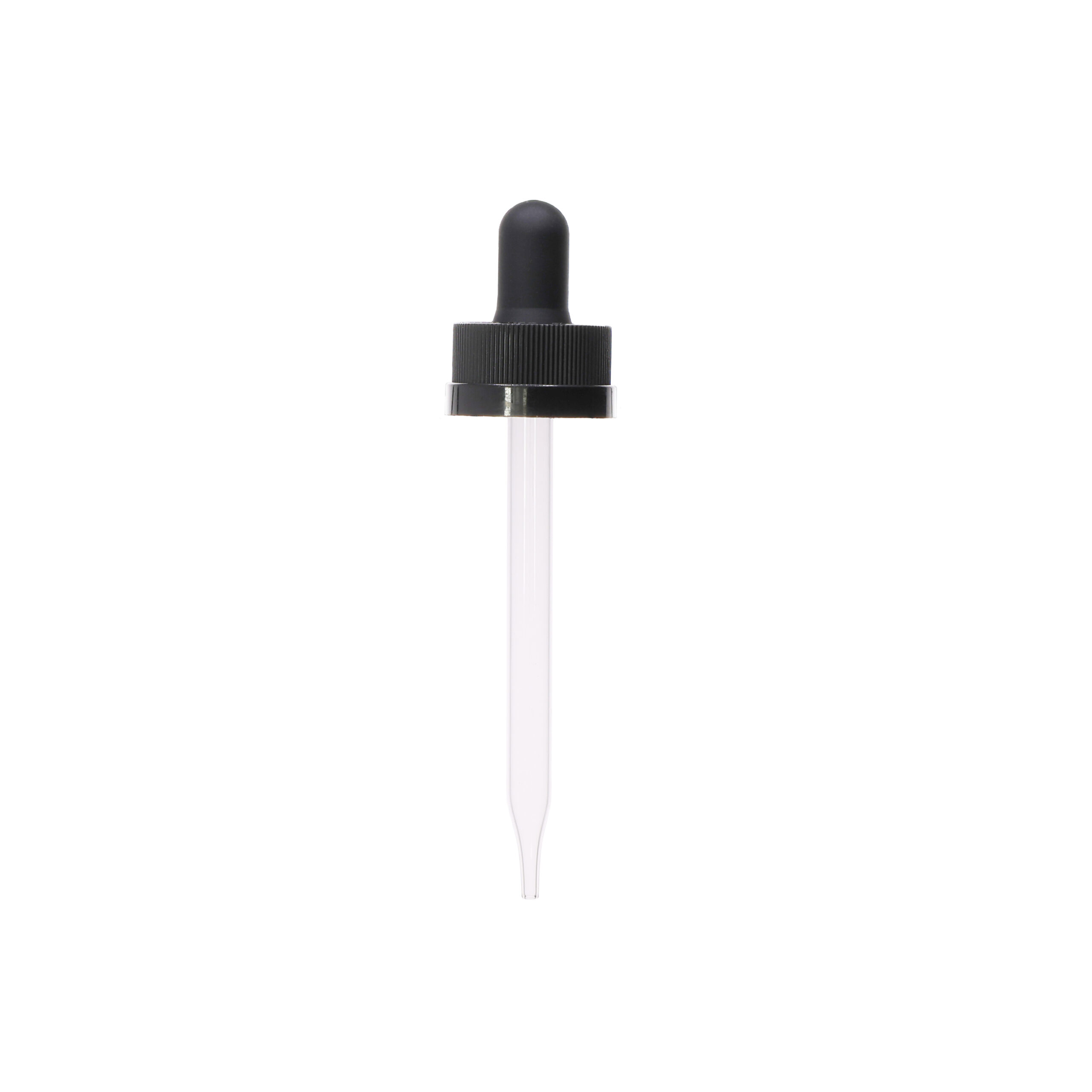 GB18208903 20-400 Black PP Plastic Child Resistant Dropper with 89mm Straight Glass Pipette