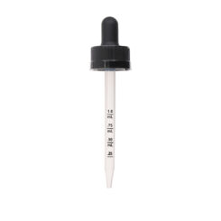 20-400 Black PP Plastic Child Resistant Dropper with 91mm Straight Embossed Black Ink Graduated PP Plastic Pipette