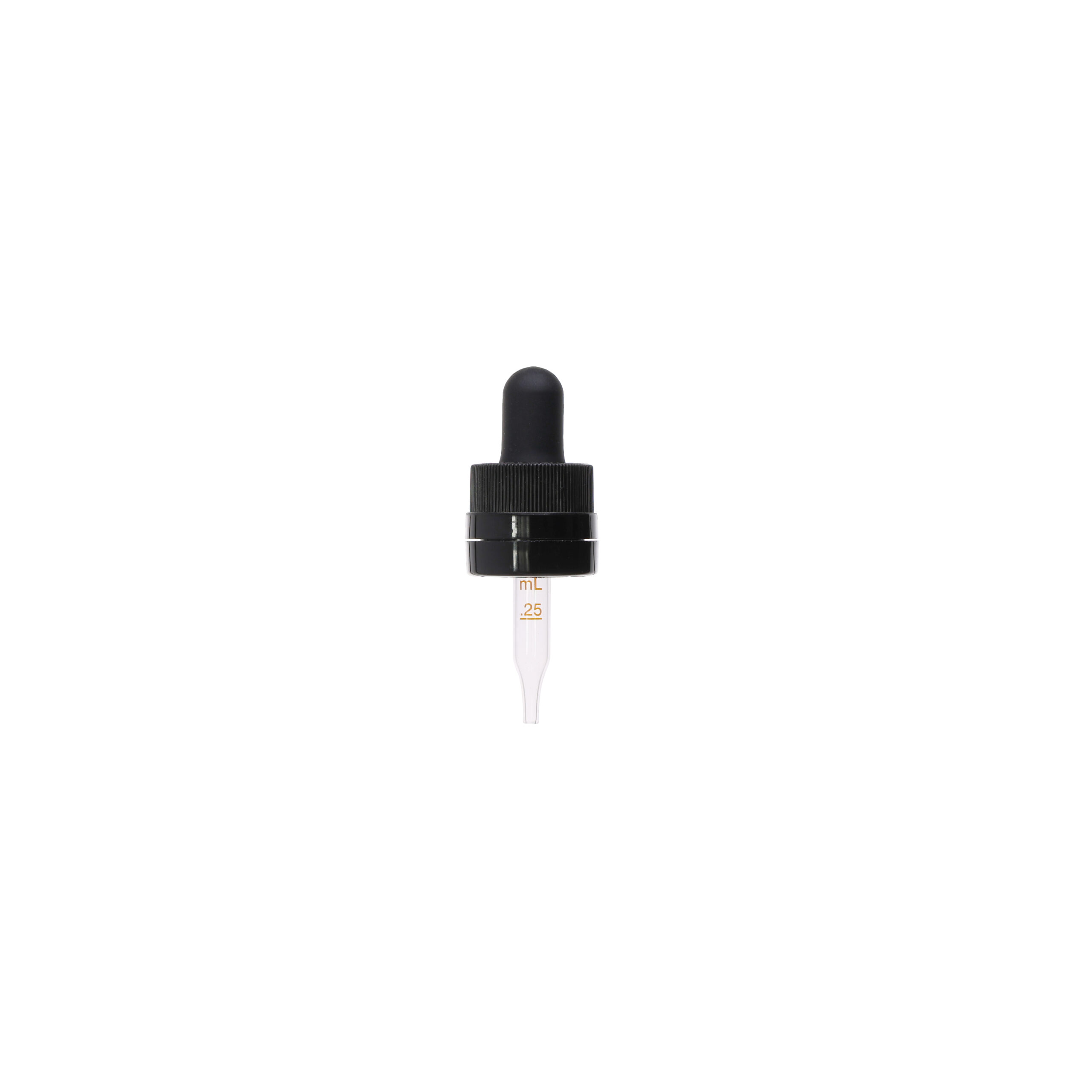 GB27A184803LF 18-415 Black PP Plastic CRC and Tamper Evident Dropper with 48mm Straight Medical Graduated Glass Pipette