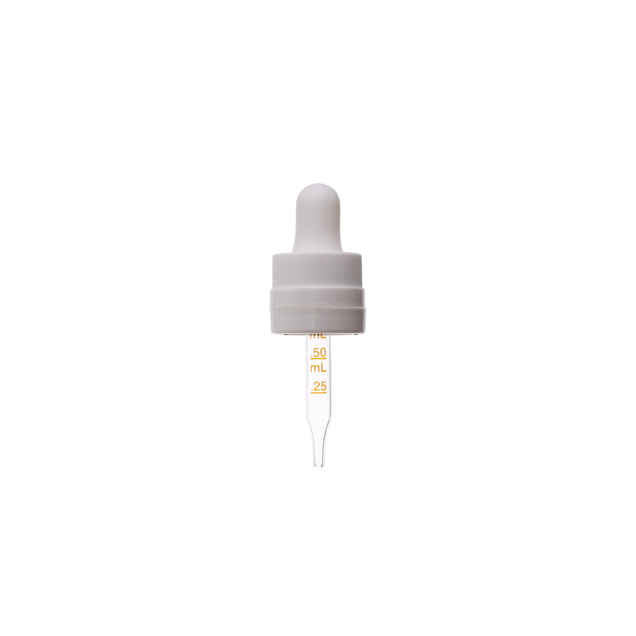 GB27A185802LF 18-415 White PP Plastic CRC and Tamper Evident Dropper with 58mm Straight Medical Graduated Glass Pipette