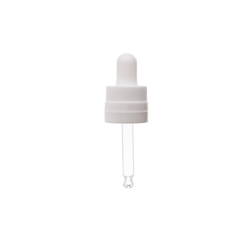 18-415 White PP Plastic CRC and Tamper Evident Dropper with 58mm Round Tip Glass Pipette