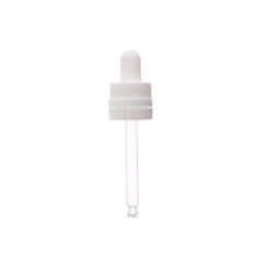 18-415 White PP Plastic CRC and Tamper Evident Dropper with 77mm Round Tip Glass Pipette