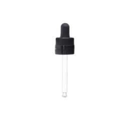 18-415 Black PP Plastic CRC and Tamper Evident Dropper with 77mm Round Tip Glass Pipette