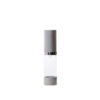 closed 15ml Clear AS Plastic Bottles with 27mm Matte Silver Aluminum Airless Pump and Overcap