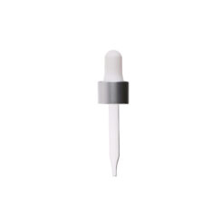 18-400 Matte Silver Dropper with Matte White Rubber Bulb 65mm Straight Glass Pipette