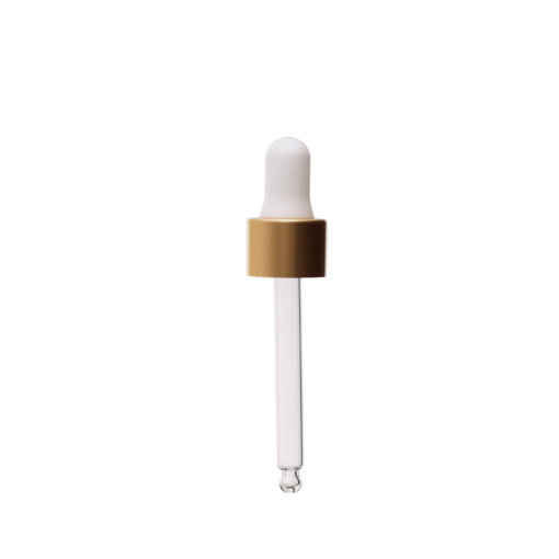 18-400 Matte Gold Dropper with Matte White Rubber Bulb 77mm Bulb Tip Glass Pipette