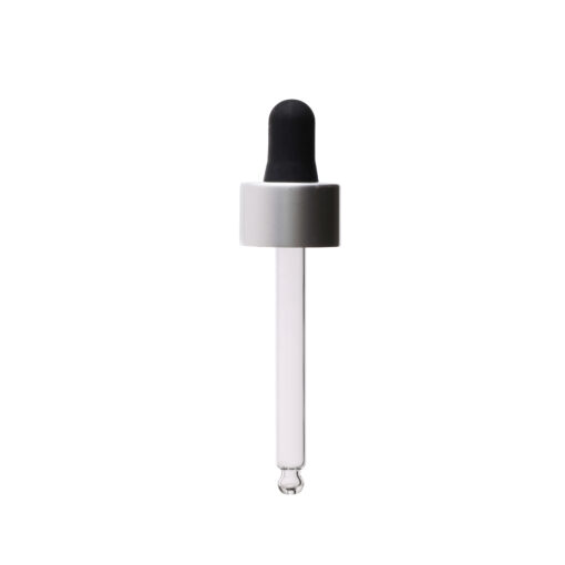 20-400 Matte Silver Dropper with Matte Black Nitrile Rubber Bulb (NRB) 76mm Bulb Tip Glass Pipette