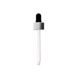 20-400 Matte Silver Dropper with Matte Black Nitrile Rubber Bulb (NRB) 91mm Bulb Tip Glass Pipette